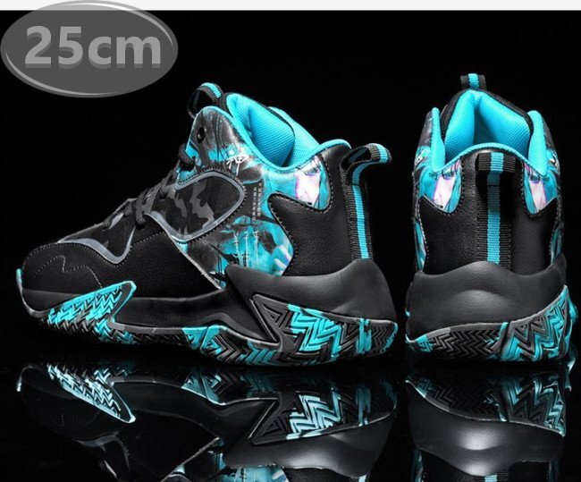 メンズ スニーカー ブルー 25.0cm 靴 シューズ 防滑 バスケットシューズ 通勤 通学 旅行 【235】拍卖