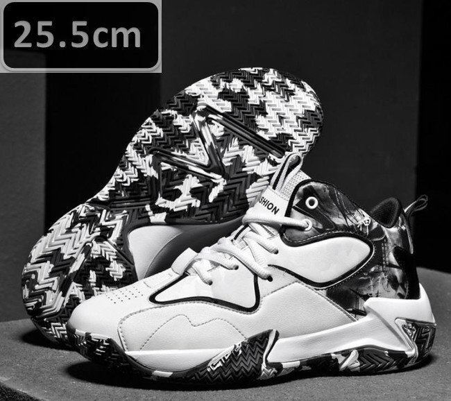 メンズ スニーカー ホワイト 25.5cm 靴 シューズ 防滑 バスケットシューズ 通勤 通学 旅行 【235】拍卖