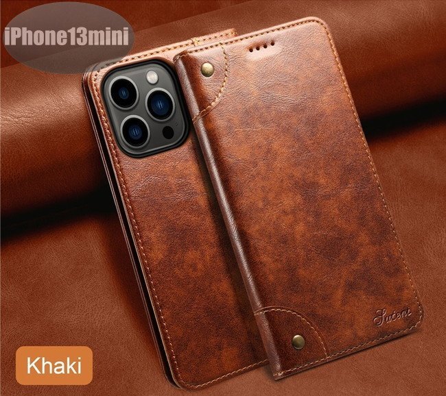 iPhone13mini ケース PUレザー おしゃれ スマホケース スマホカバー カーキ 耐衝撃 衝撃吸収【n278】拍卖