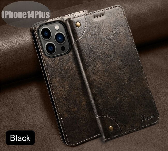 iPhone14Plus ケース PUレザー おしゃれ スマホケース スマホカバー ブラック 耐衝撃 衝撃吸収【n278】拍卖