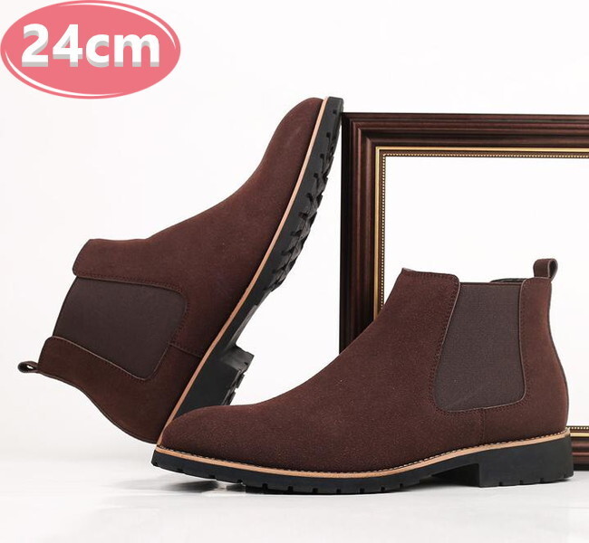 サイドゴア メンズ ビジネス PUレザー シューズ ダークブラウン 24.0㎝ 革靴 靴 カジュアル 屈曲性 通勤 軽量 インポート品【n155】拍卖