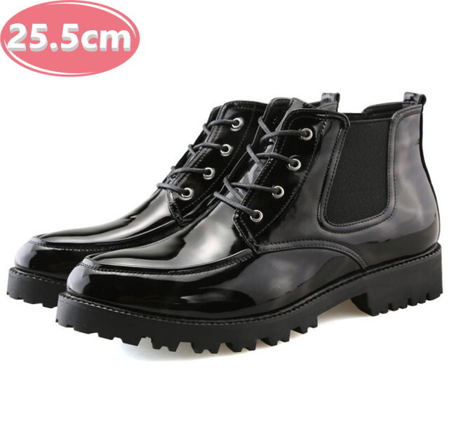 サイドゴア メンズ ビジネス PUレザー シューズ ブラック 25.5㎝ 革靴 靴 カジュアル 屈曲性 通勤 軽量 インポート品【n162】拍卖