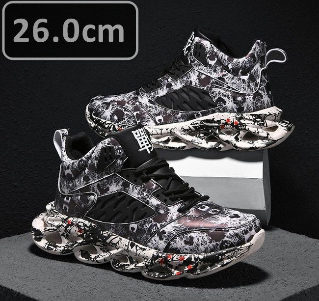 メンズ スニーカー ブラック 26.0cm 靴 シューズ 防滑 通勤 通学 旅行 【239】拍卖