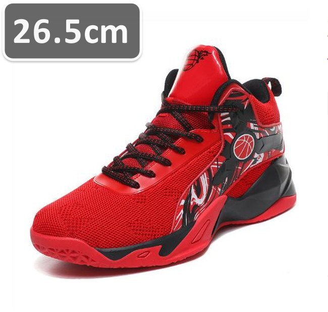 メンズ スニーカー レッド 26.5cm 靴 シューズ 防滑 バスケットシューズ 通勤 通学 旅行 【238】拍卖