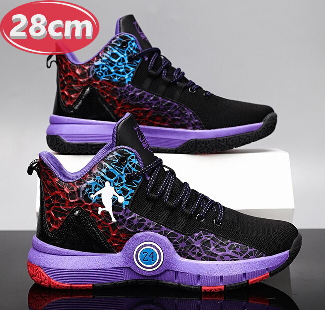 1スタ ☆ メンズ スニーカー 28.0cm パープル 靴 シューズ 防滑 バスケットシューズ 通勤 通学 旅行 【126】拍卖