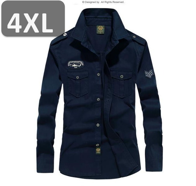 メンズ 長袖 シャツ ネイビー 4XL 長袖 シャツ 春秋【n185】拍卖