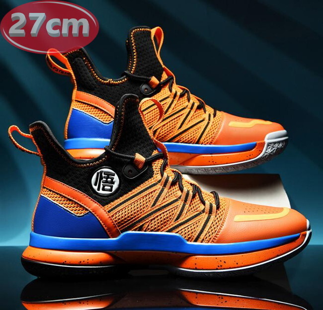メンズ スニーカー 27.0cm オレンジ 靴 シューズ 防滑 バスケットシューズ 通勤 通学 旅行 【172】拍卖