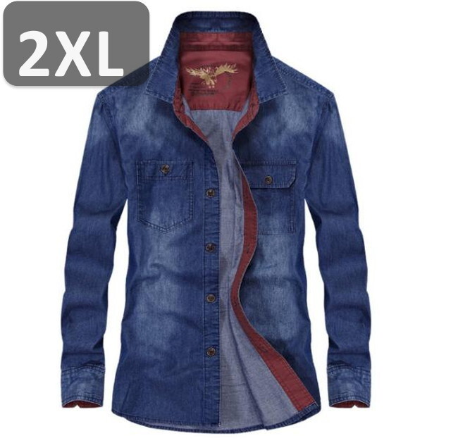 メンズ 長袖 ネルシャツ ブルー 2XL 長袖 シャツ 春秋【n181】拍卖