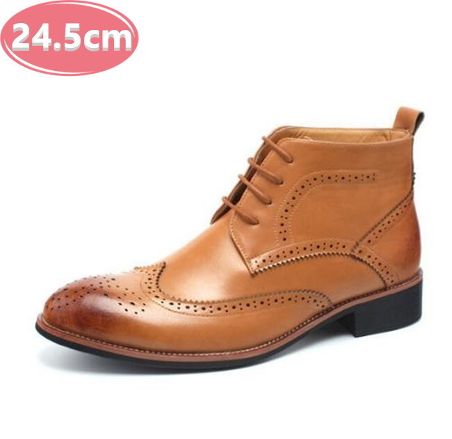 メンズ ビジネス レザー シューズ ブラウン 24.5㎝ 革靴 靴 カジュアル 屈曲性 通勤 軽量 インポート品【n140】拍卖