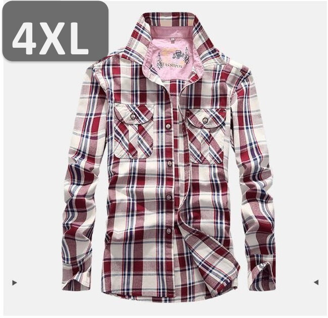 メンズ 長袖 ネルシャツ レッド 4XL 長袖 シャツ 春秋【n183】拍卖