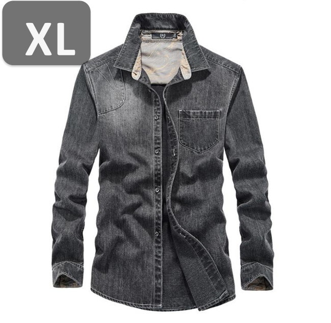 メンズ 長袖 デニム シャツ グレー XL 長袖 デニム シャツ 春秋【n187】拍卖