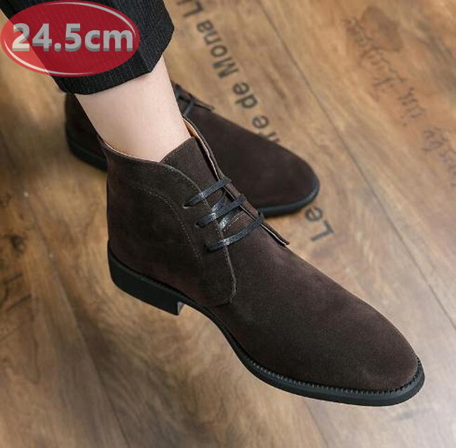 メンズ ビジネス PUレザー シューズ ブラウン 24.5㎝ 革靴 靴 カジュアル 屈曲性 通勤 軽量 インポート品【n154】拍卖