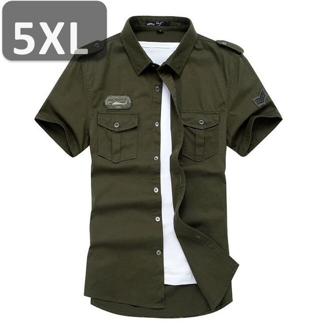 メンズ 半袖 シャツ オリーブ 5XL 半袖 シャツ 春夏【n199】拍卖