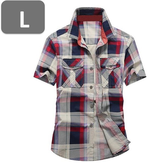 メンズ 半袖 シャツ レッド L 半袖 シャツ 春夏【n194】拍卖