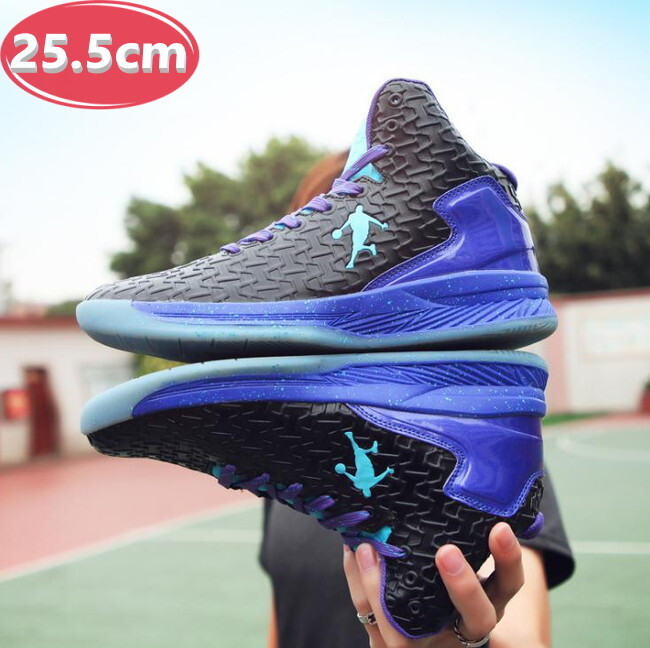 1スタ ☆ メンズ スニーカー 25.5cm ブルー 靴 シューズ 防滑 バスケットシューズ 通勤 通学 旅行 【124】拍卖