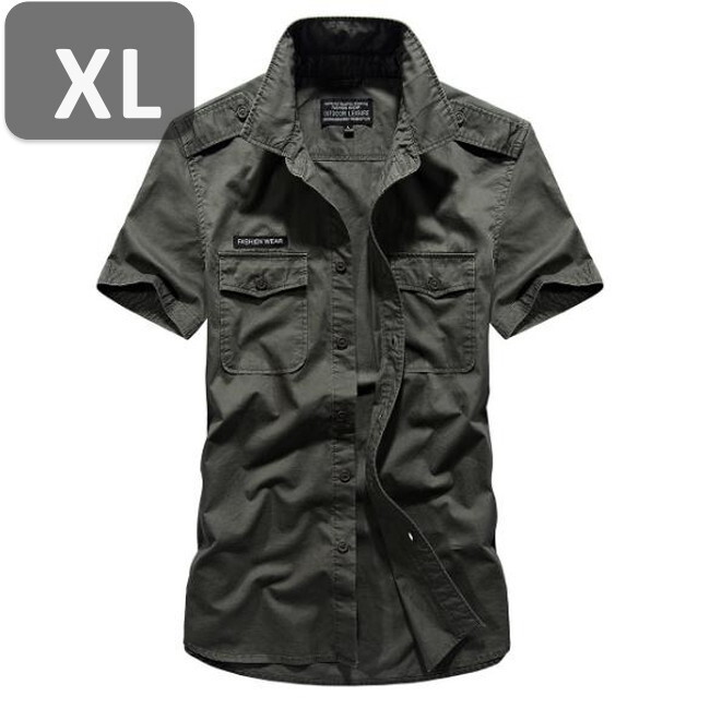 メンズ 半袖 シャツ オリーブ XL 半袖 シャツ 春夏【n201】拍卖