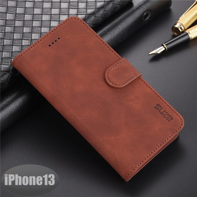 iPhone13 ケース PUレザー おしゃれ スマホケース スマホカバー ブラウン 耐衝撃 衝撃吸収【n276】拍卖