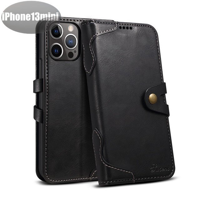iPhone13mini ケース PUレザー おしゃれ スマホケース スマホカバー ブラック 耐衝撃 衝撃吸収【n280】拍卖