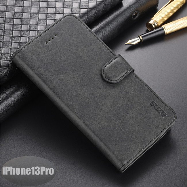 iPhone13PRO ケース PUレザー おしゃれ スマホケース スマホカバー ブラック 耐衝撃 衝撃吸収【n276】拍卖