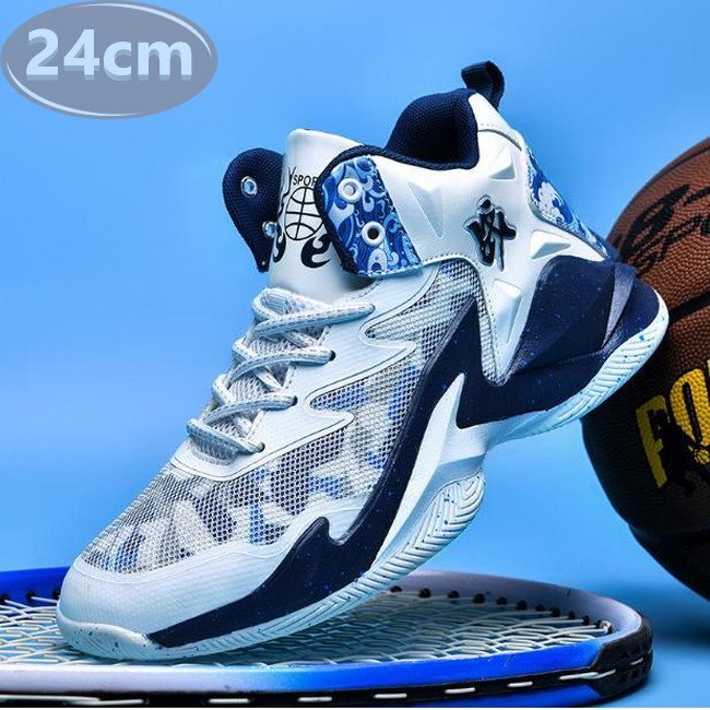 メンズ スニーカー ブルー 24.0cm 靴 シューズ 防滑 バスケットシューズ 通勤 通学 旅行 【241】拍卖