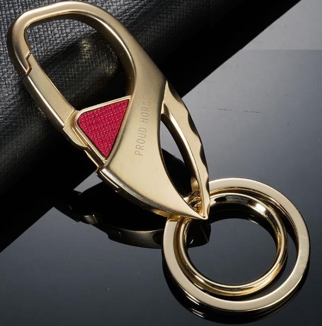 カラビナ 付き キーホルダー ゴールド キーリング ダブルリング キーフック おしゃれ ビジネス 普段使い ☆n344拍卖