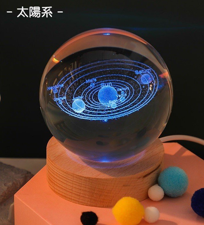 クリスタルライト 太陽系 6cm オブジェ 室内 雑貨 パターン 立方体 透明 上品 結婚記念 卒業祝い 子供 n974拍卖