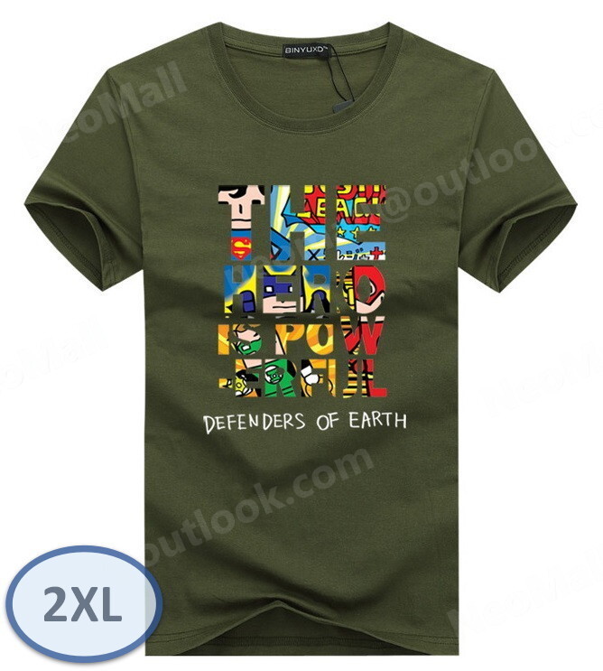 夏にピッタリ ☆ 丸首 半袖 Tシャツ【068】 グリーン 2XLサイズ トップス シャツ シンプル イラスト プリント 春夏拍卖