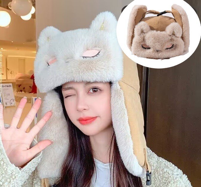 パイロットキャップ フライトキャップ ベージュ 耳あて付 防寒帽子 ロシア帽子 自転車 登山 通学 散歩 冬 暖かい拍卖