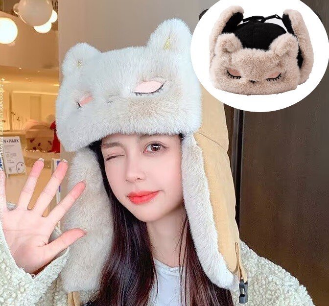 パイロットキャップ フライトキャップ ブラック 耳あて付 防寒帽子 ロシア帽子 自転車 登山 通学 散歩 冬 暖かい拍卖