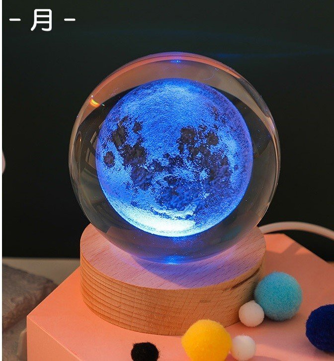 クリスタルライト 月 6cm オブジェ 室内 雑貨 パターン 立方体 透明 上品 結婚記念 卒業祝い 子供 n974拍卖