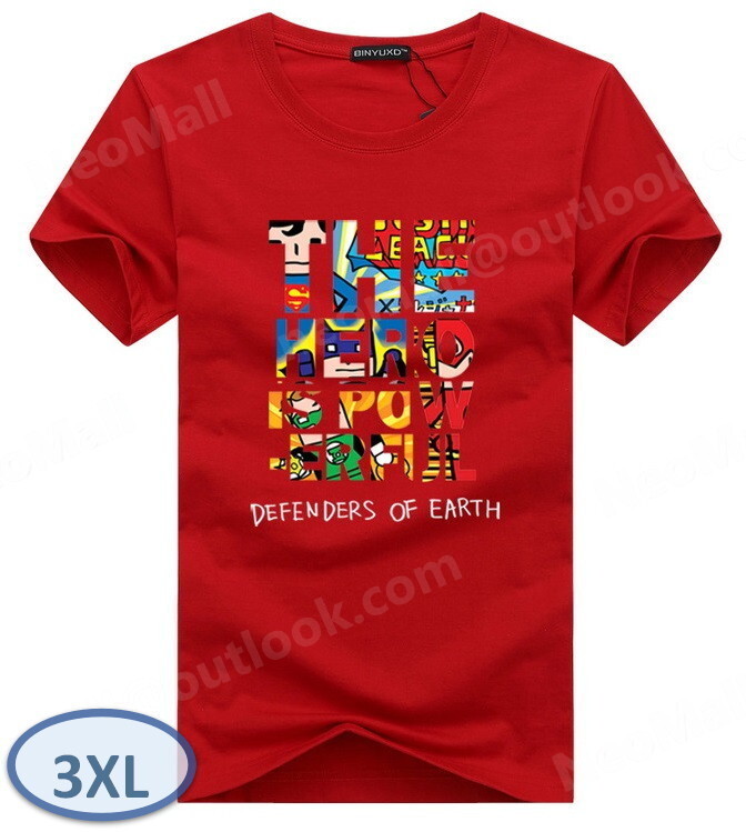 夏にピッタリ ☆ 丸首 半袖 Tシャツ【068】 レッド 3XLサイズ トップス シャツ シンプル イラスト プリント 春夏拍卖