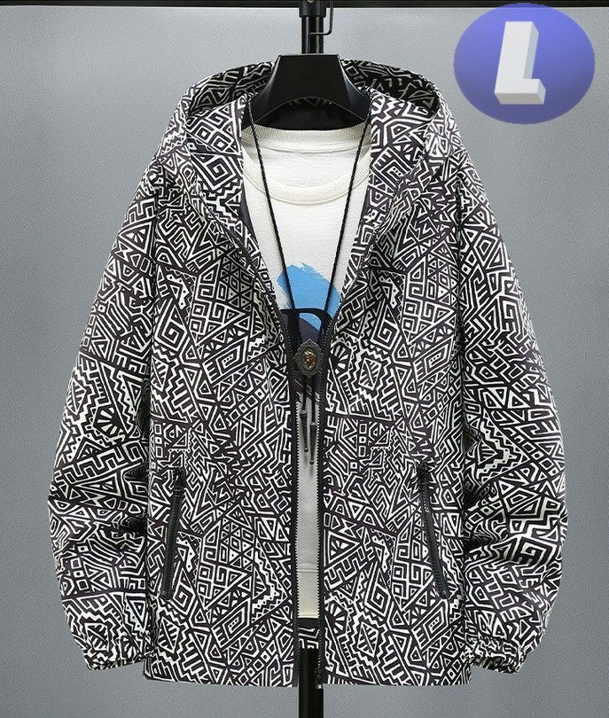 フード付き ジップアップパーカー ブラック L トレーナー アウター 防寒 n732-bk拍卖