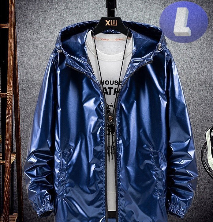 フード付き ジップアップパーカー ブルー L トレーナー アウター 防寒 n730-bl拍卖