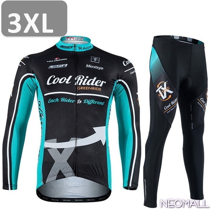 サイクリングウェア mersteyo 長袖 2点セット 3XLサイズ 自転車 ウェア サイクルジャージ 吸汗速乾防寒 新品 インポート品【895】拍卖