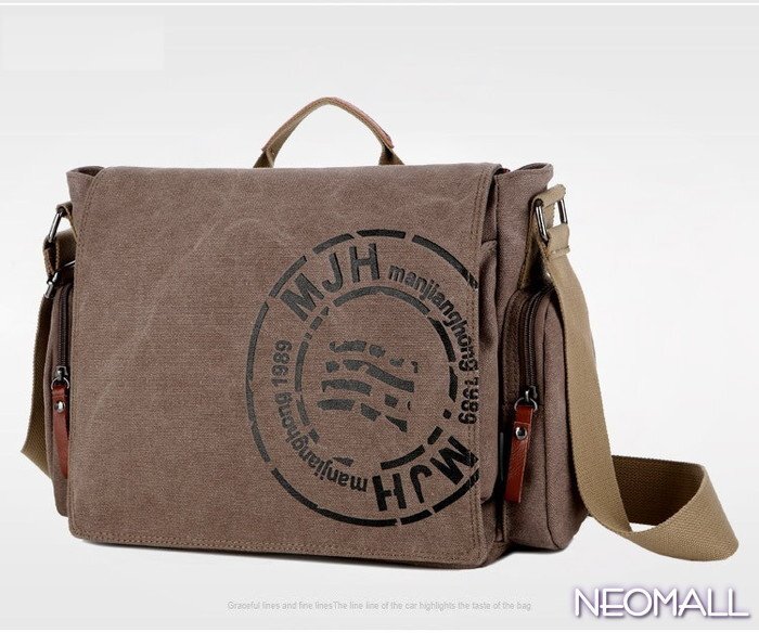 大容量 メッセンジャーバッグ ブラウン【871】 ショルダーバッグ 斜め掛け キャンバス 帆布 メンズ 学生 通学 バイク アウトドア拍卖