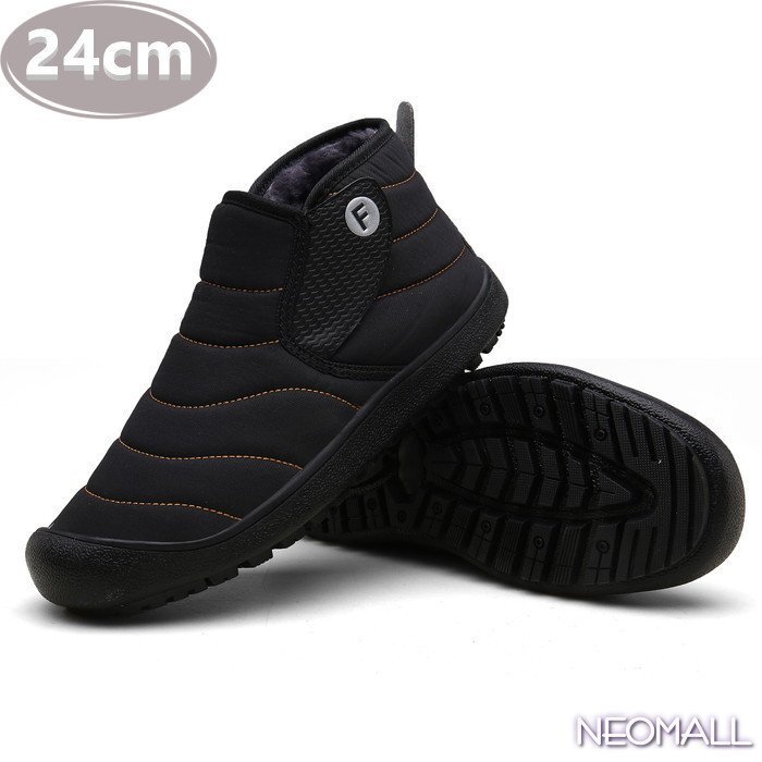 ユニセックス スノーシューズ 【869】 24.0cm ブラック ムートンブーツ スニーカー ウィンターブーツ 裏起毛 防水 防寒 防滑 冬用靴 綿靴拍卖