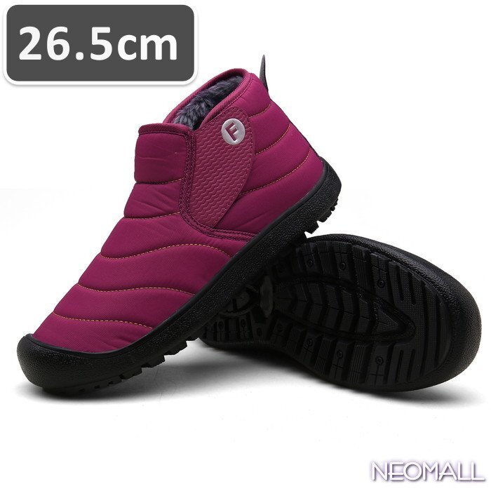 ユニセックス スノーシューズ 【869】 26.5cm ローズ ムートンブーツ スニーカー ウィンターブーツ 裏起毛 防水 防寒 防滑 冬用靴 綿靴拍卖