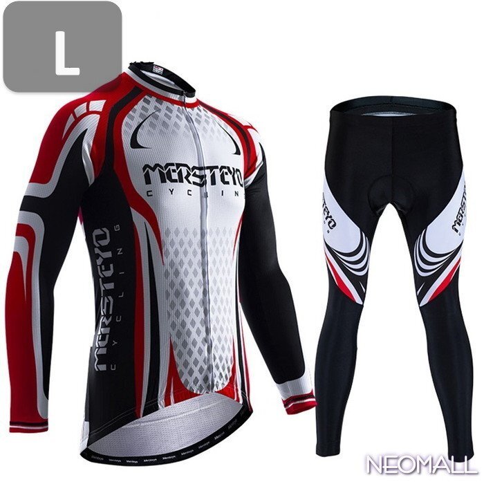 サイクリングウェア mersteyo 長袖 2点セット Lサイズ 自転車 ウェア サイクルジャージ 吸汗速乾防寒 新品 インポート品【896】拍卖