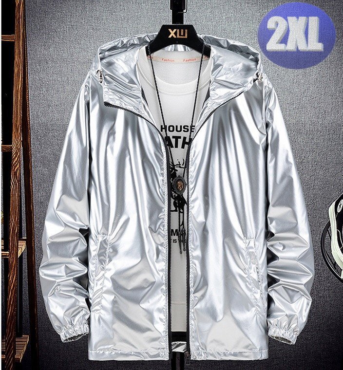 フード付き ジップアップパーカー シルバー 2XL トレーナー アウター 防寒 n730-sv拍卖