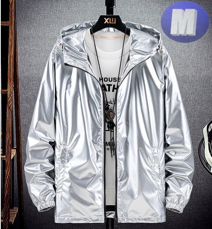 フード付き ジップアップパーカー シルバー M トレーナー アウター 防寒 n730-sv拍卖