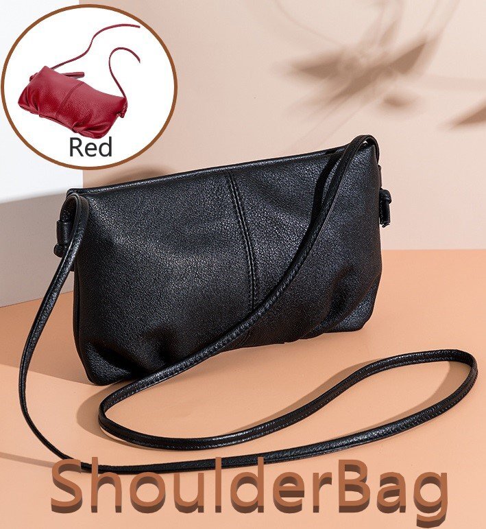 ショルダーバッグ 牛皮 レッド レザー シンプル 小物 スマホ カード 鍵 たばこ など n536拍卖