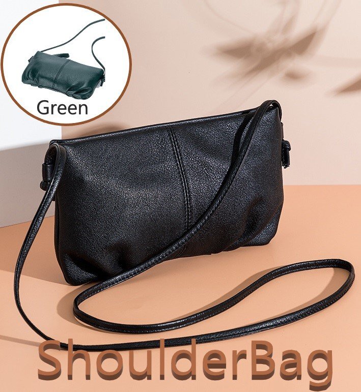 ショルダーバッグ 牛皮 グリーン レザー シンプル 小物 スマホ カード 鍵 たばこ など n536拍卖