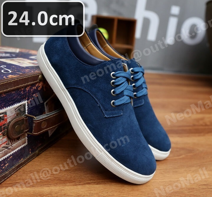 メンズ カジュアル スニーカー ブルー サイズ 24.0cm 革靴 靴 カジュアル 屈曲性 通勤 軽量 インポート品【n040】拍卖