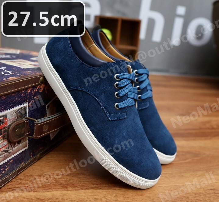 メンズ カジュアル スニーカー ブルー サイズ 27.5cm 革靴 靴 カジュアル 屈曲性 通勤 軽量 インポート品【n040】拍卖