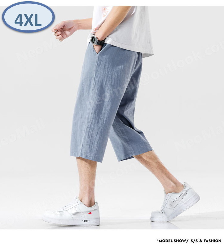 1スタ ☆ メンズ 七分丈 パンツ ブルー サイズ4XL 【092】拍卖