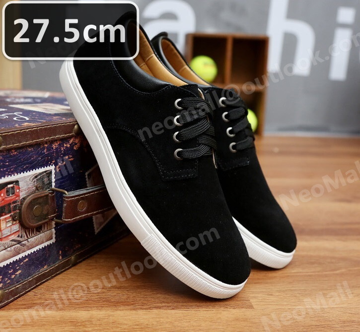 メンズ カジュアル スニーカー ブラック サイズ 27.5cm 革靴 靴 カジュアル 屈曲性 通勤 軽量 インポート品【n040】拍卖