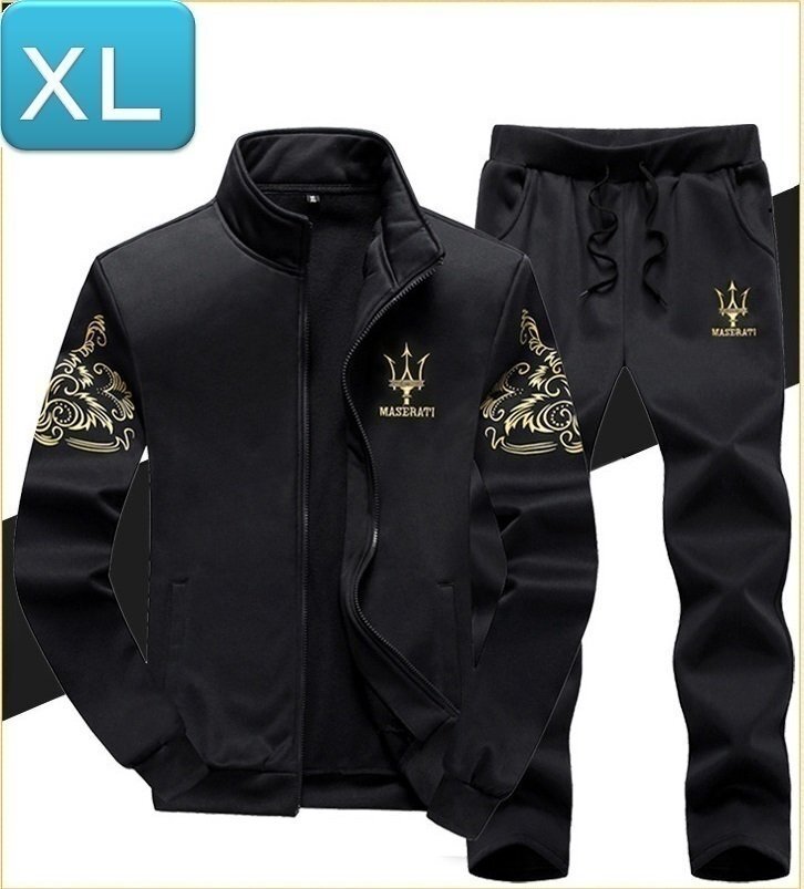 【人気商品】メンズセットアップ 上下セット ☆196 ブラック XLサイズ ジャージ スウェット お兄系 部屋着 おしゃれ拍卖