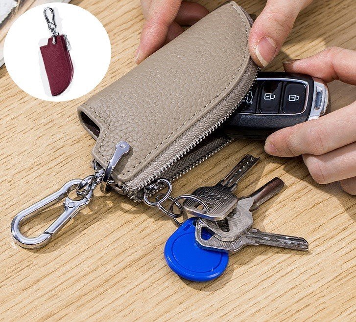 キーケース 本革 レッド レザー 鍵入れ 牛革 シンプル レザーキーケース キーリング キーフック n520拍卖