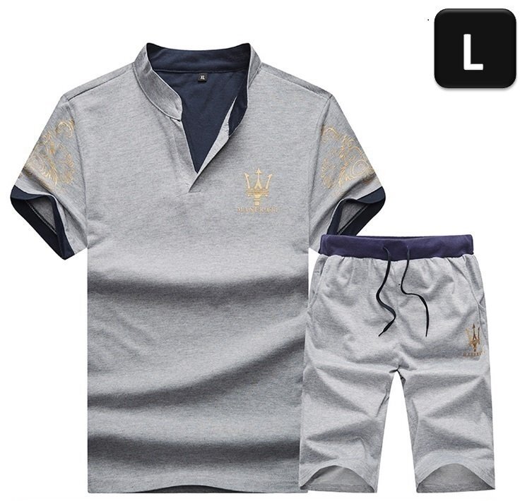 ☆大人気商品☆ジャージ 上下 セット 半袖 部屋着 ルームウェア スポーツウェア セットアップ グレー Lサイズ 【241】拍卖