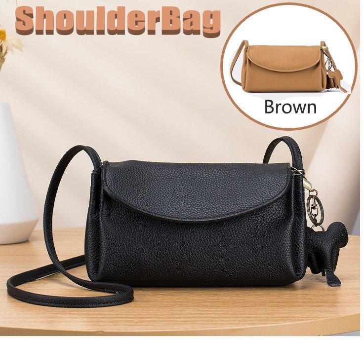 ショルダーバッグ 牛皮 ブラウン レザー シンプル 小物 スマホ カード 鍵 たばこ など n534拍卖